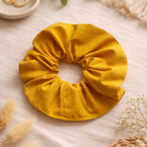 Hardal Rengi Düz Scrunchie Saç Tokası Yuvarlak Lastikli Toka